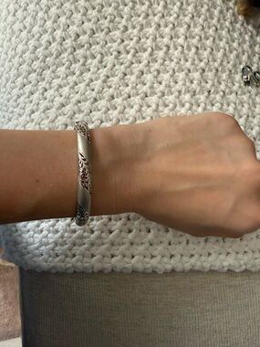 Silver Filigree Hinged Bangle Bracelet